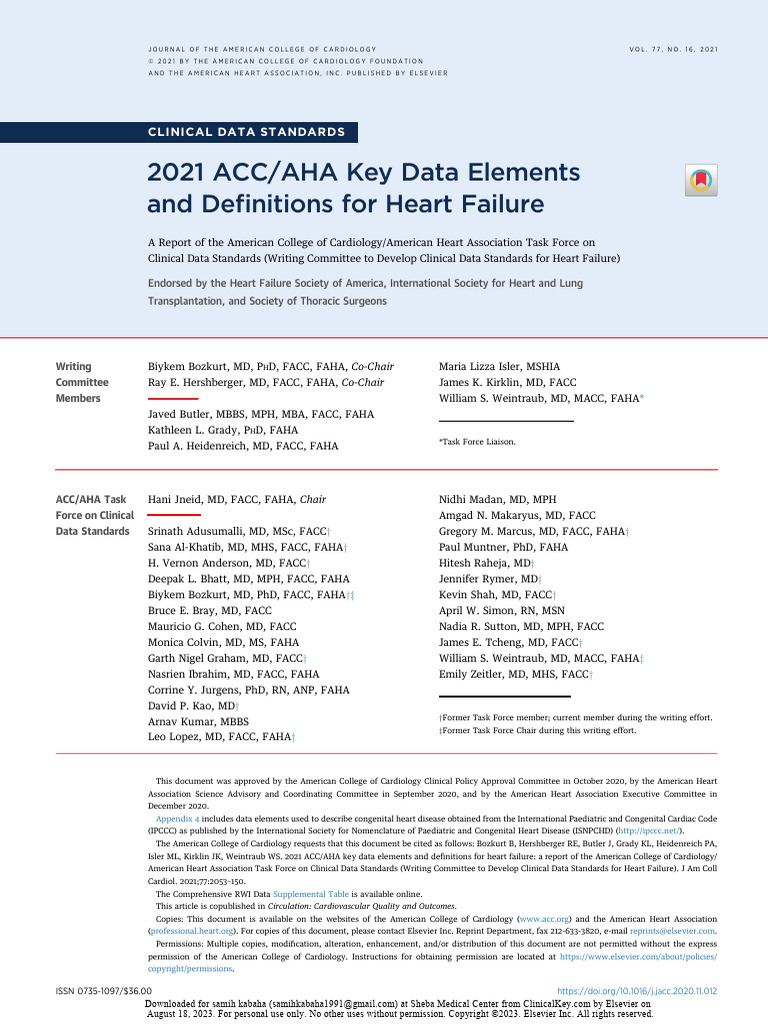 2021 ACC/AHA Heart Failure Standards | PDF | Heart Failure | Electronic ...