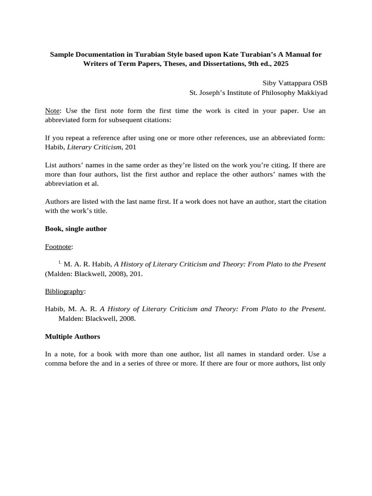 Turabian Style Citation Guide | PDF | Citation