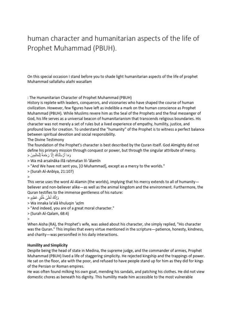 Humanitarian Legacy of Prophet Muhammad | PDF | Muhammad | Prophets And ...