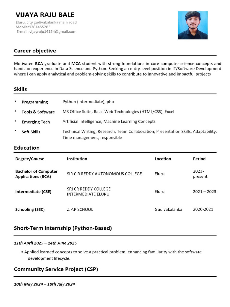 Vijaya Raju Resume | PDF
