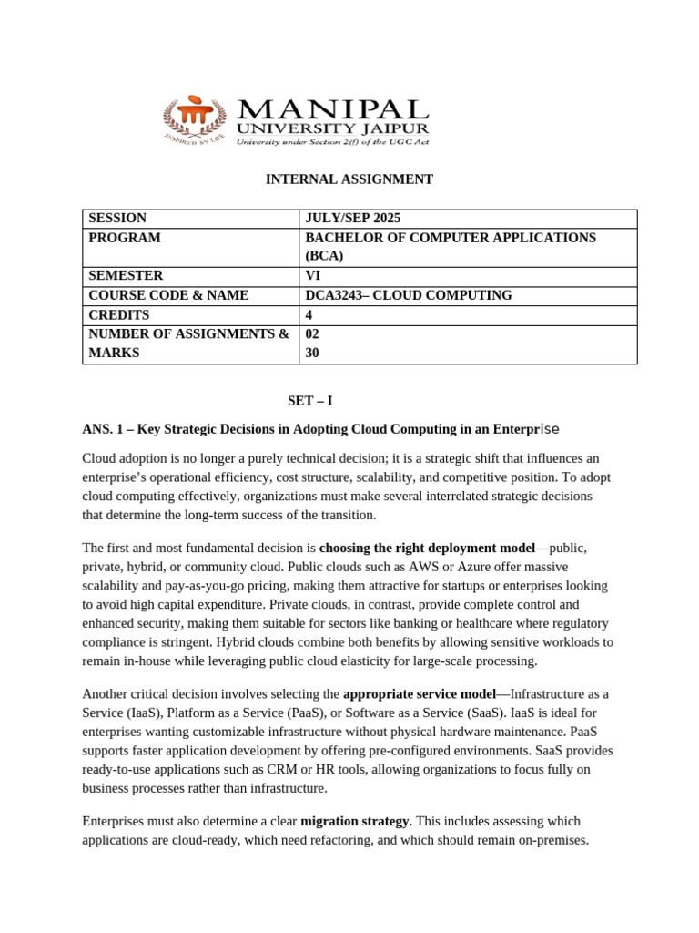 AssignmentDCA3243 Cloud Computing | PDF | Cloud Computing | Desktop ...