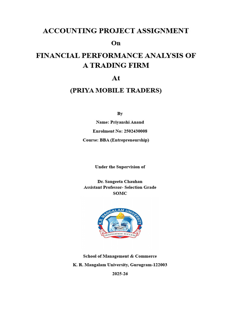 Financial Performance Analysis of Priya Traders | PDF | Debits And ...