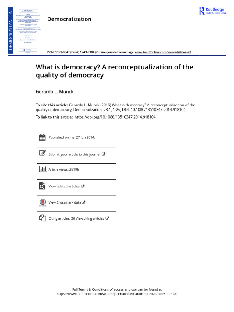 What Is Democracy A Reconceptualization of The Quality of Democracy ...