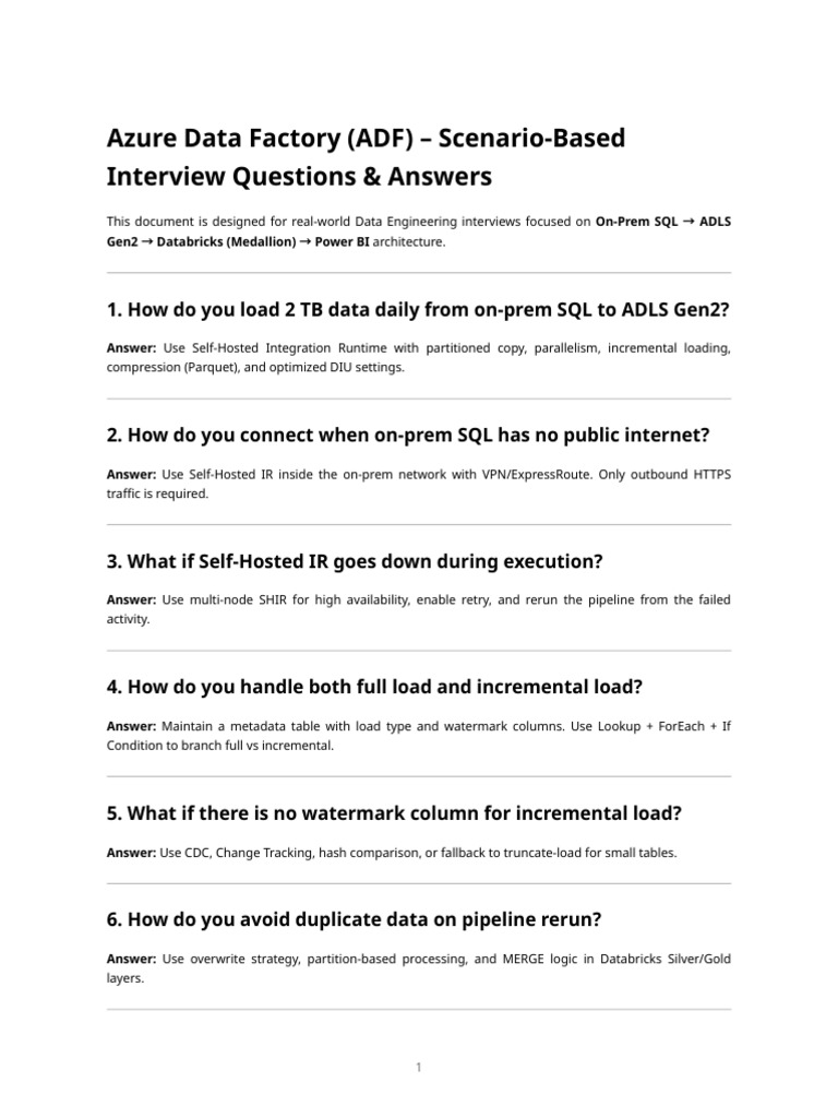 ADF Interview Q&A: Data Engineering Scenarios | PDF | Computer Data ...