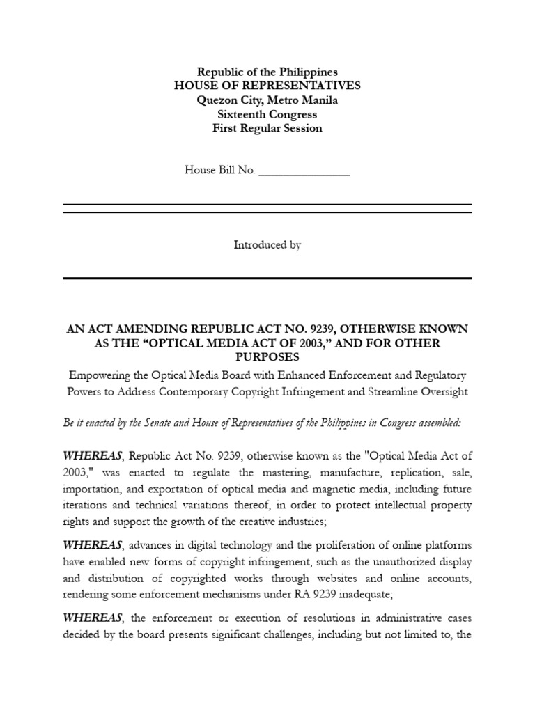 OMB - Proposed Amendment of RA 9239.Docx_bc4ac421-Cf47-4901-90c9 ...