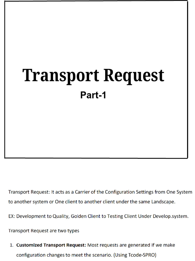 Creating Custom Transport Requests in SAP | PDF