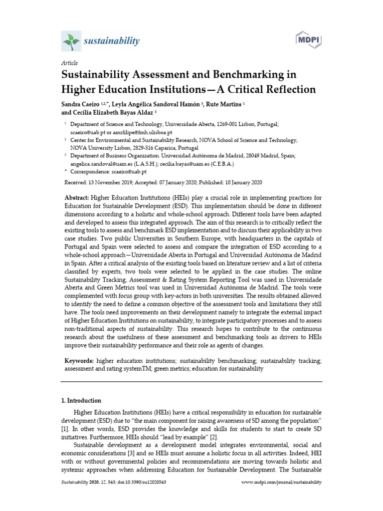 Sustainability Assessment in Higher Education | PDF | Sustainability ...