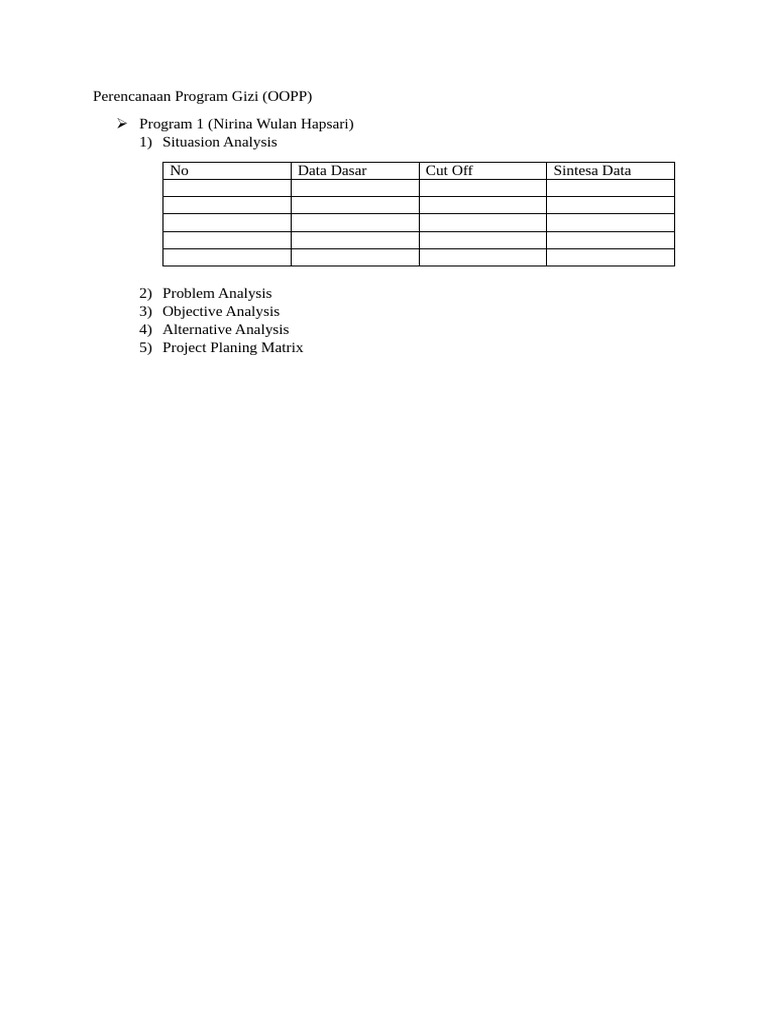 Perencanaan Program Gizi | PDF