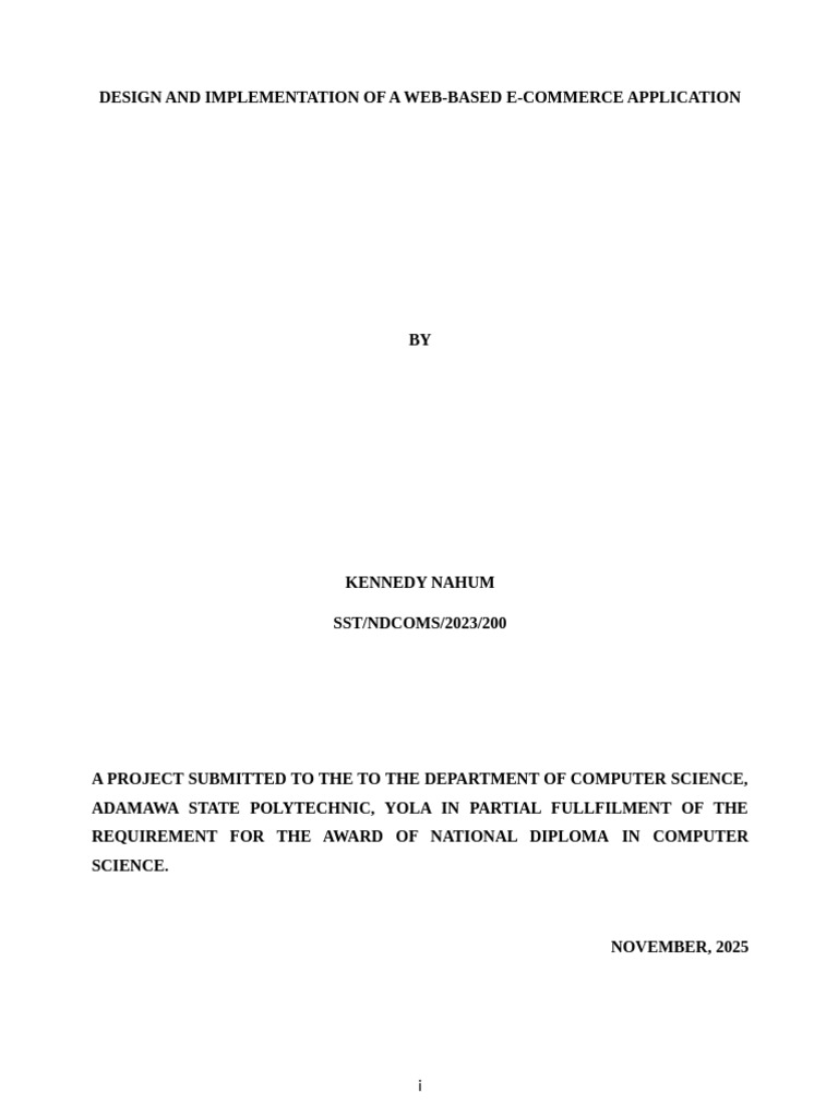 Design and Implementation of Web-Based E-Commerce Application | PDF | E ...