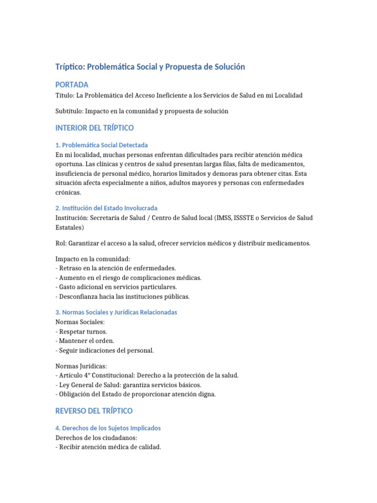 Triptico Problemática Social | PDF