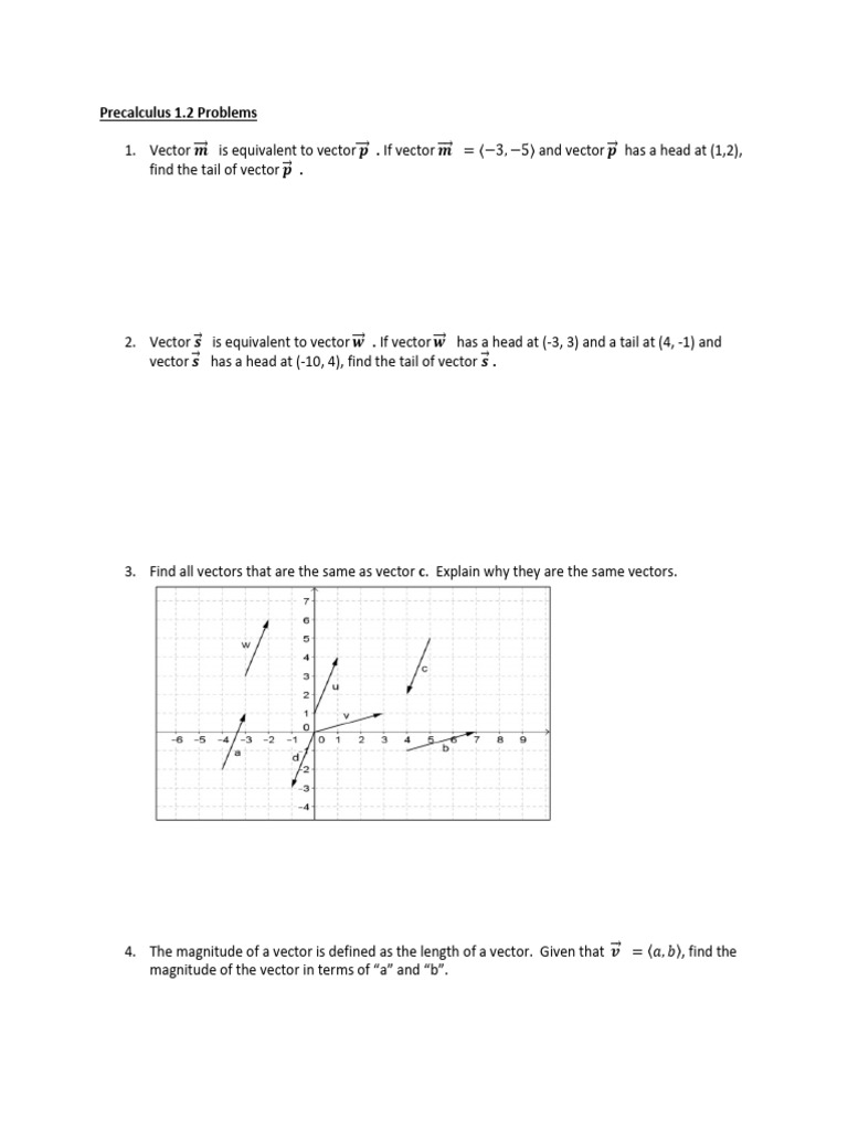 Precalculus Vector Problems and Solutions | PDF