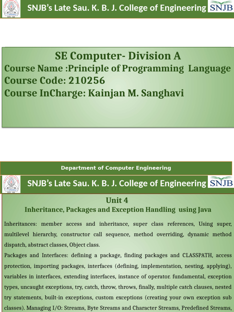 Java Inheritance and Exception Handling | PDF | Class (Computer ...