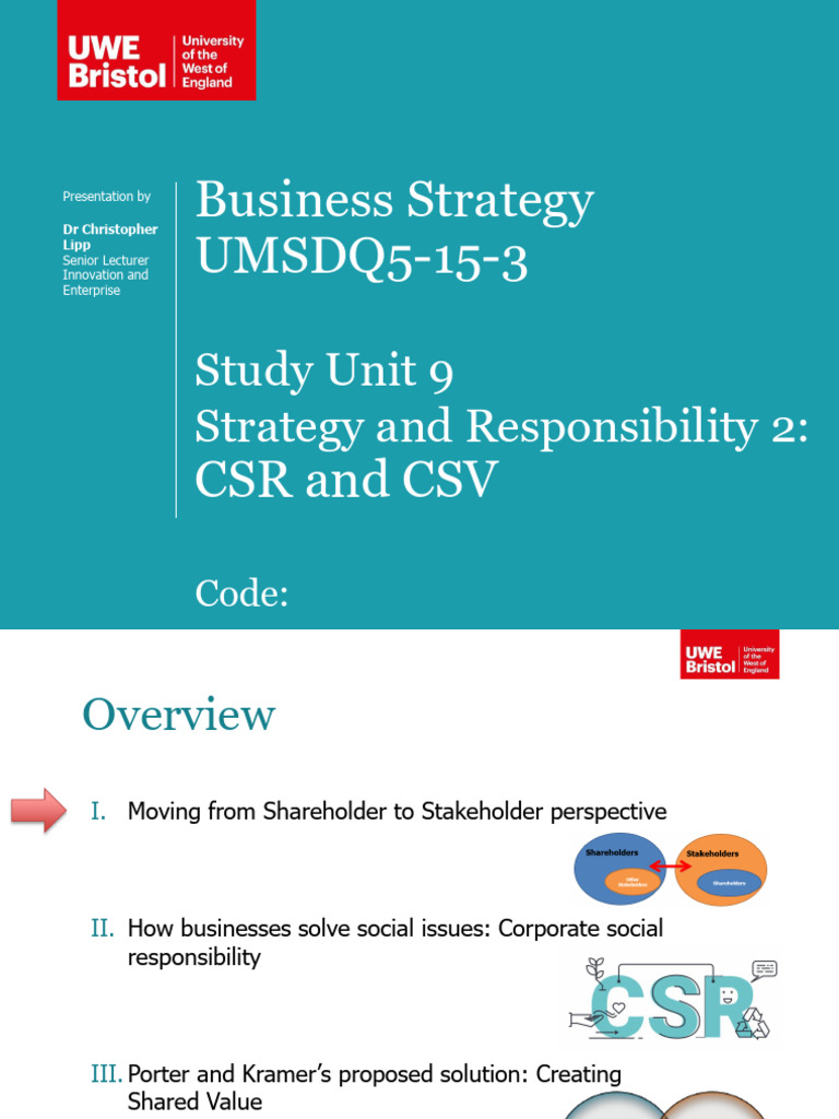 Study Unit 9 - Strategy and Responsibility - Main Lectures | PDF ...