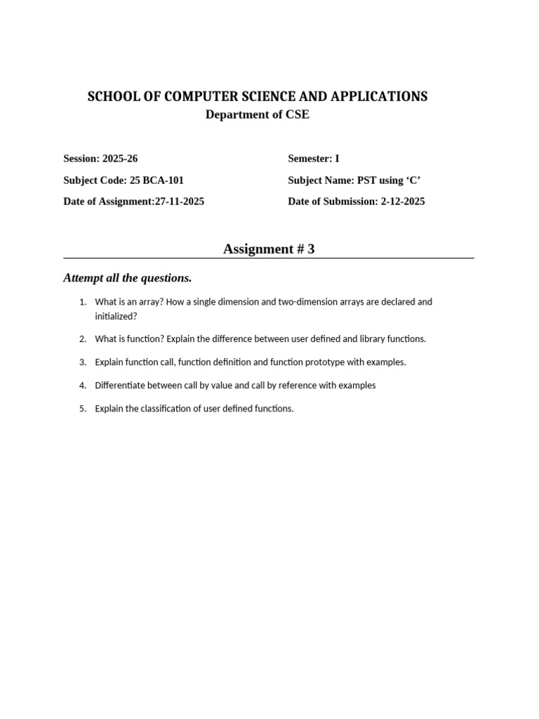 C Programming Assignment 3 | PDF