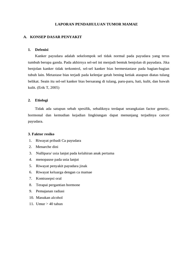 Laporan Pendahuluan Kanker Payudara | PDF