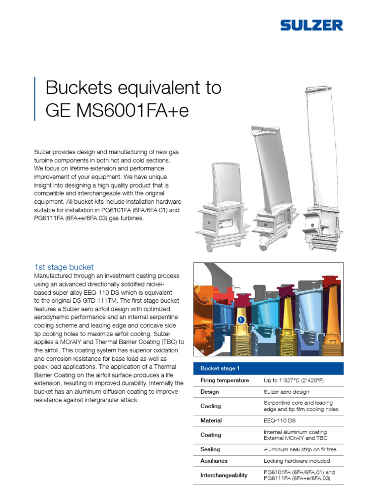 Gas Turbine Bucket Components by Sulzer | PDF | Secondary Sector Of The ...