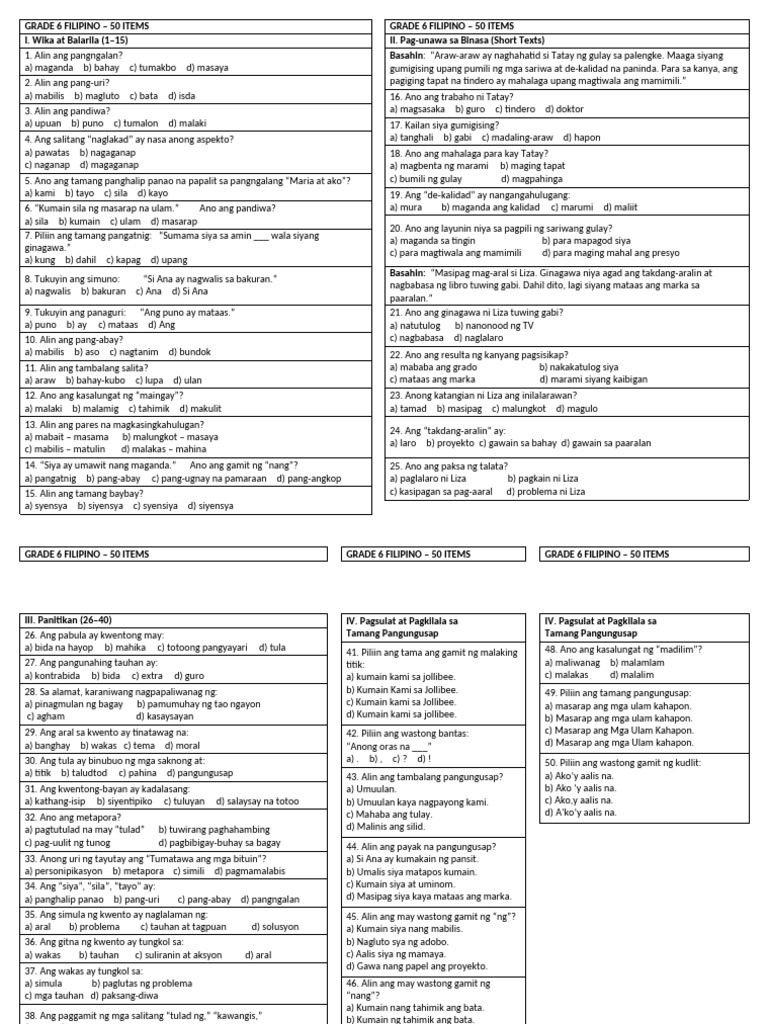 Grade 6 Filipino | PDF