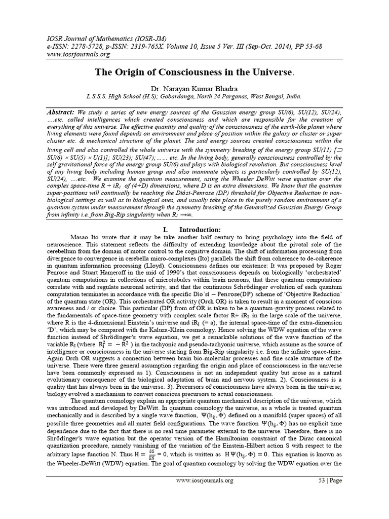 Consciousness and Quantum Cosmology | PDF | Black Hole | Quantum Mechanics