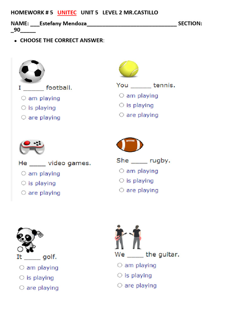 Present Continuous Grammar Exercises | PDF | Chess Theory | Chess