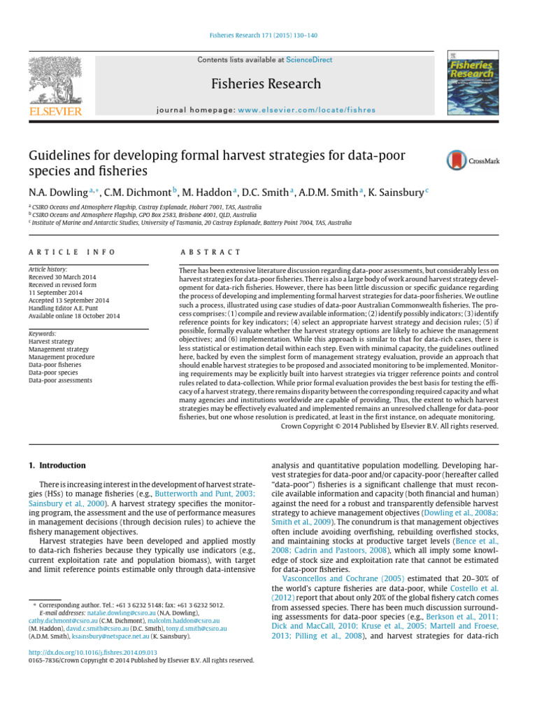 Harvest Strategies for Data-Poor Fisheries | PDF | Trawling | Fishery