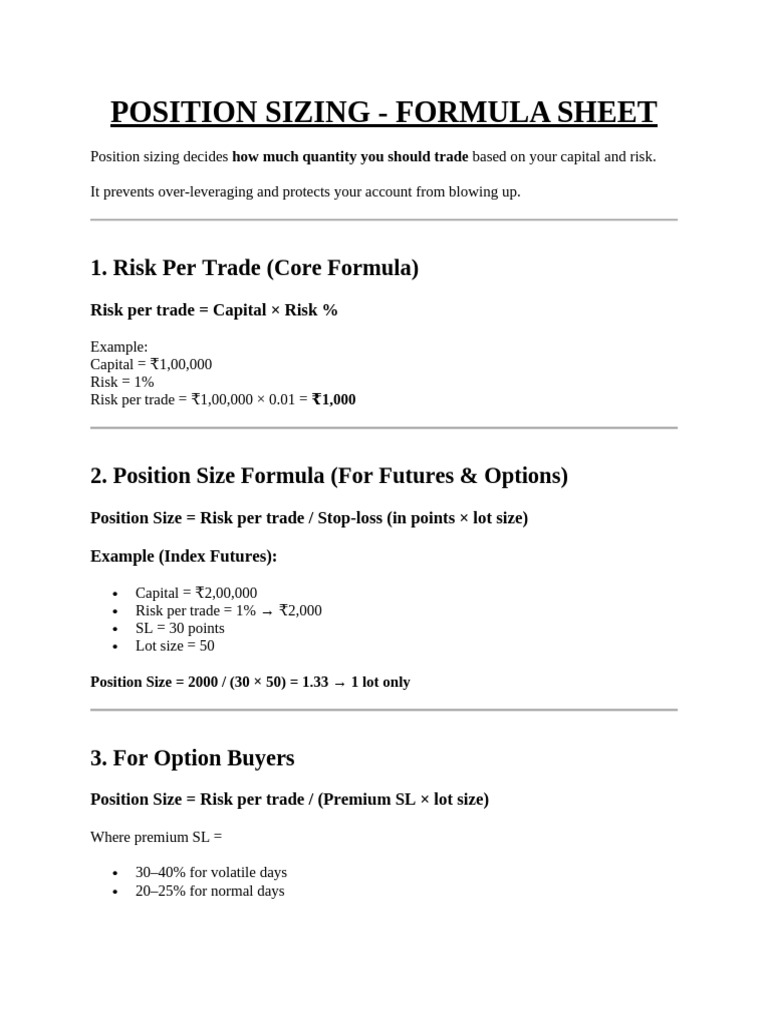 Position Sizing Strategies for Trading | PDF