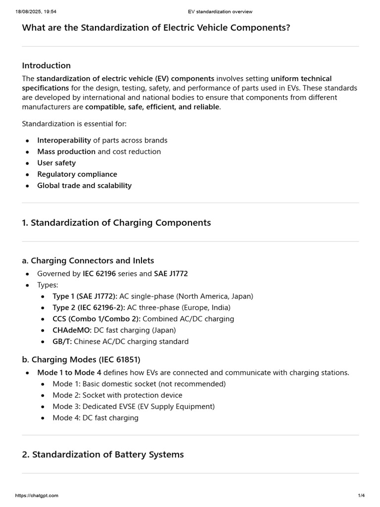 Standardization of Electric Vehicle Components | PDF | Electric Vehicle ...