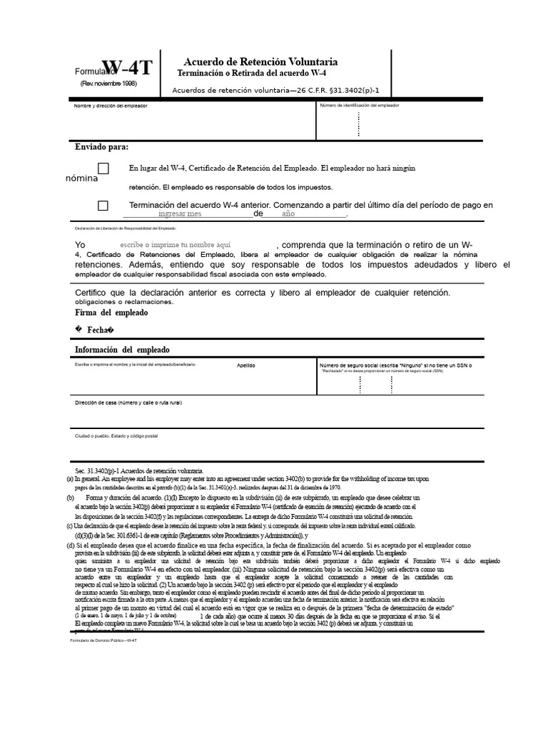 Ejemplo de Formato de Word W-4t | PDF | Número de seguridad social