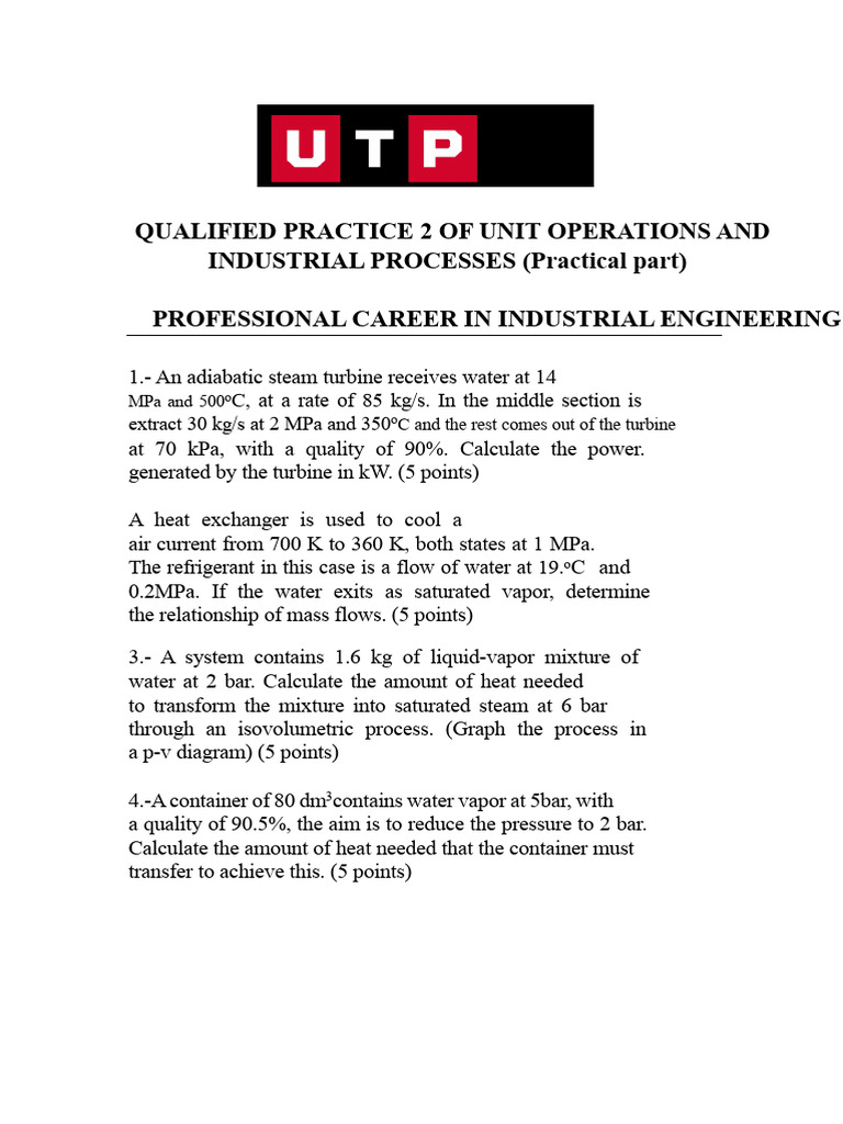 Industrial Engineering Practice: Unit Operations | PDF