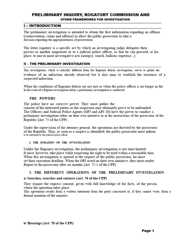 Preliminary Inquiry and Rogatory Commission | PDF | Prosecutor ...