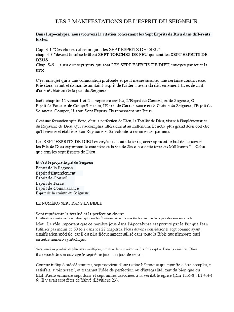 Sept Esprits de Dieu : Signification et Impact | PDF | Dieu | Onction