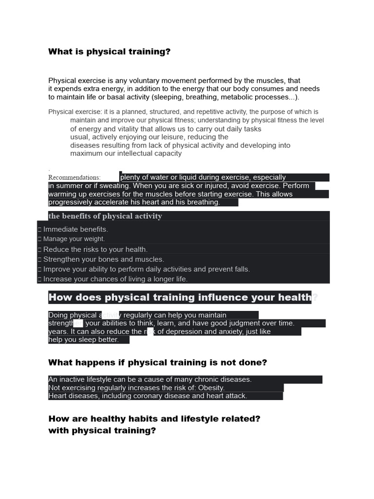 Benefits of Physical Training Explained | PDF | Physical Fitness ...