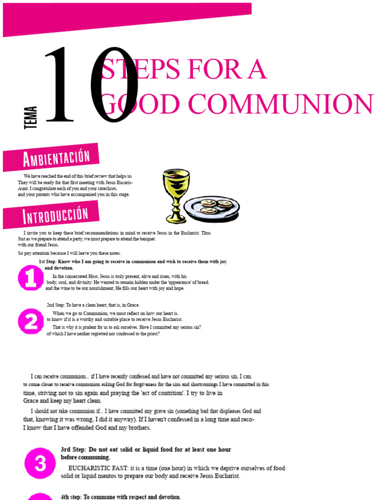 Intensive Catechesis First Communion Topic 10 | PDF | Eucharist | Theology