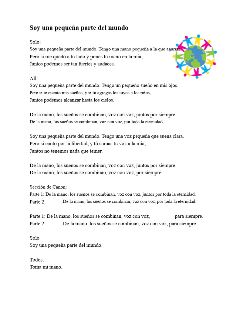 Soy Una Pequeña Parte Del Mundo | PDF