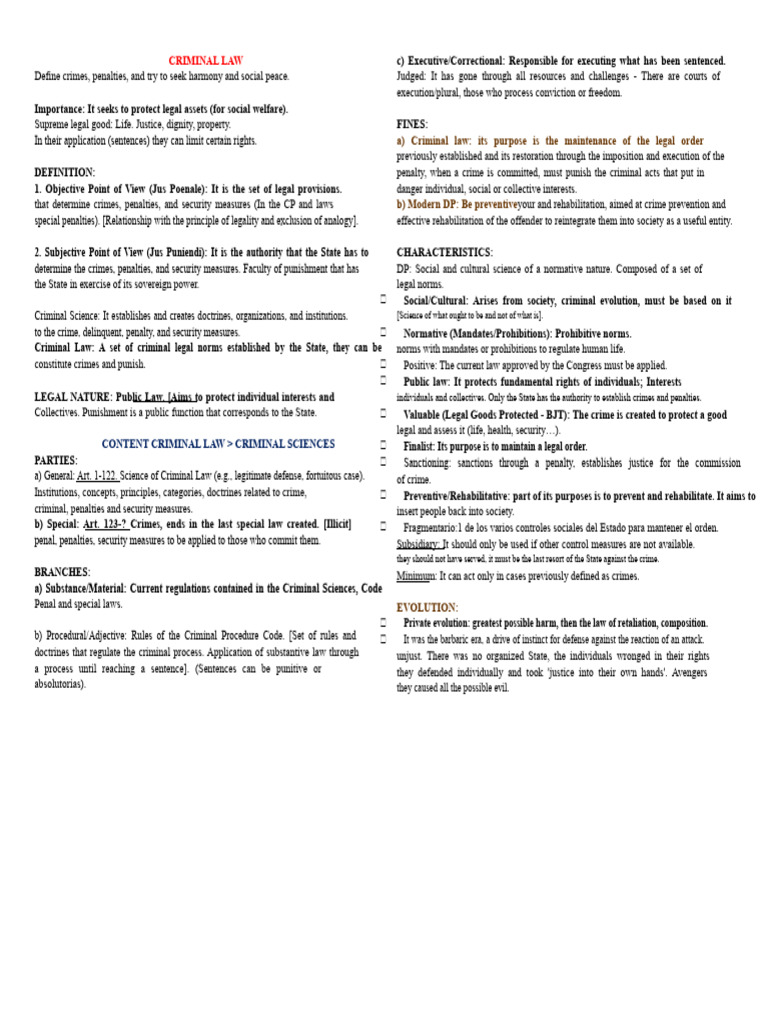 Criminal Law Review I - First Partial Exam | PDF | Crimes | Crime ...