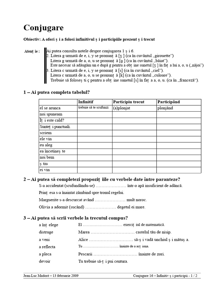 Participiul Prezent Trecut | PDF