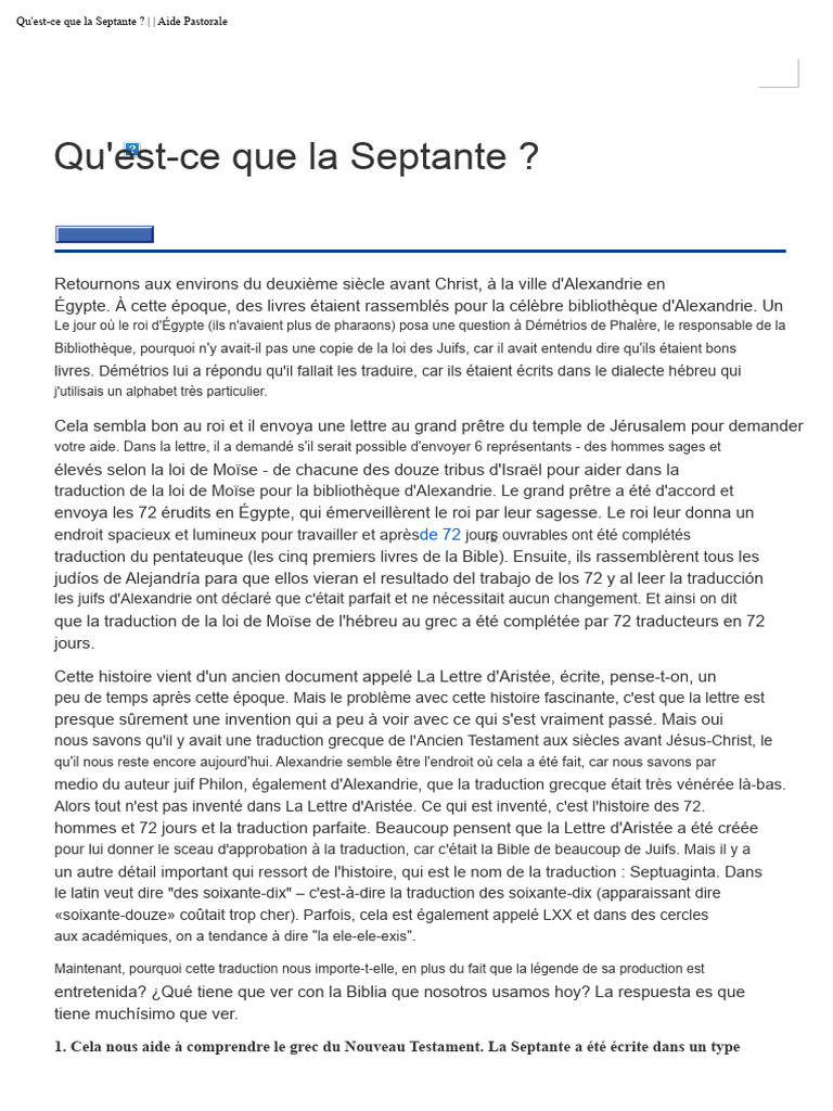 Comprendre la Septante et son impact | PDF | Septante | Ancien testament