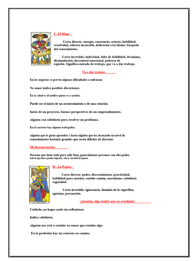 Manual para Principiantes del Tarot de Marsella | PDF | Amor | Valor