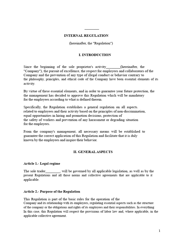 Internal Employee Regulation Guidelines | PDF | Employment | Harassment