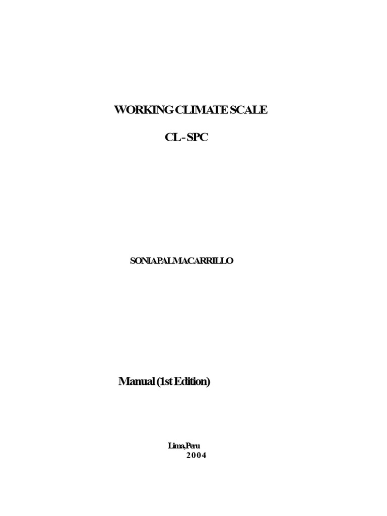 CL-SPC Labor Climate Scale Manual | PDF | Job Satisfaction | Psychology