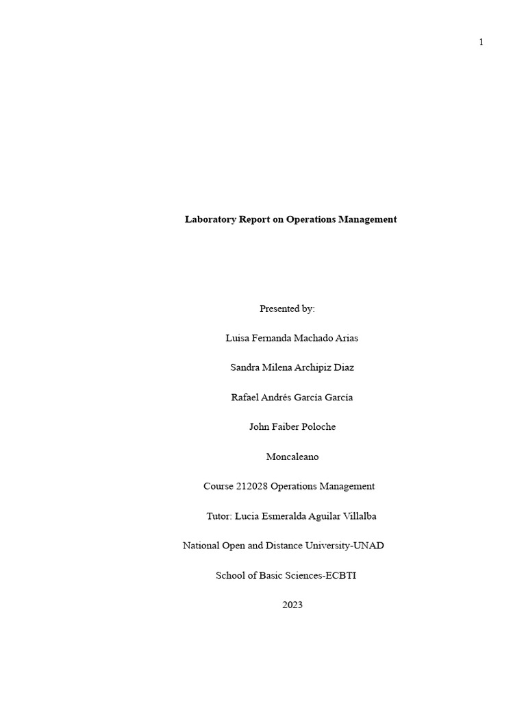 Operations Management Laboratory Report | PDF | Business