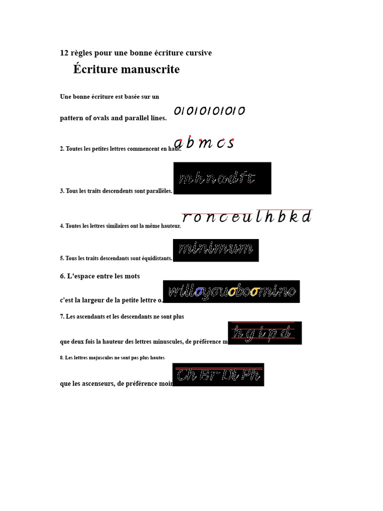 12 Règles pour Écrire en Cursive | PDF
