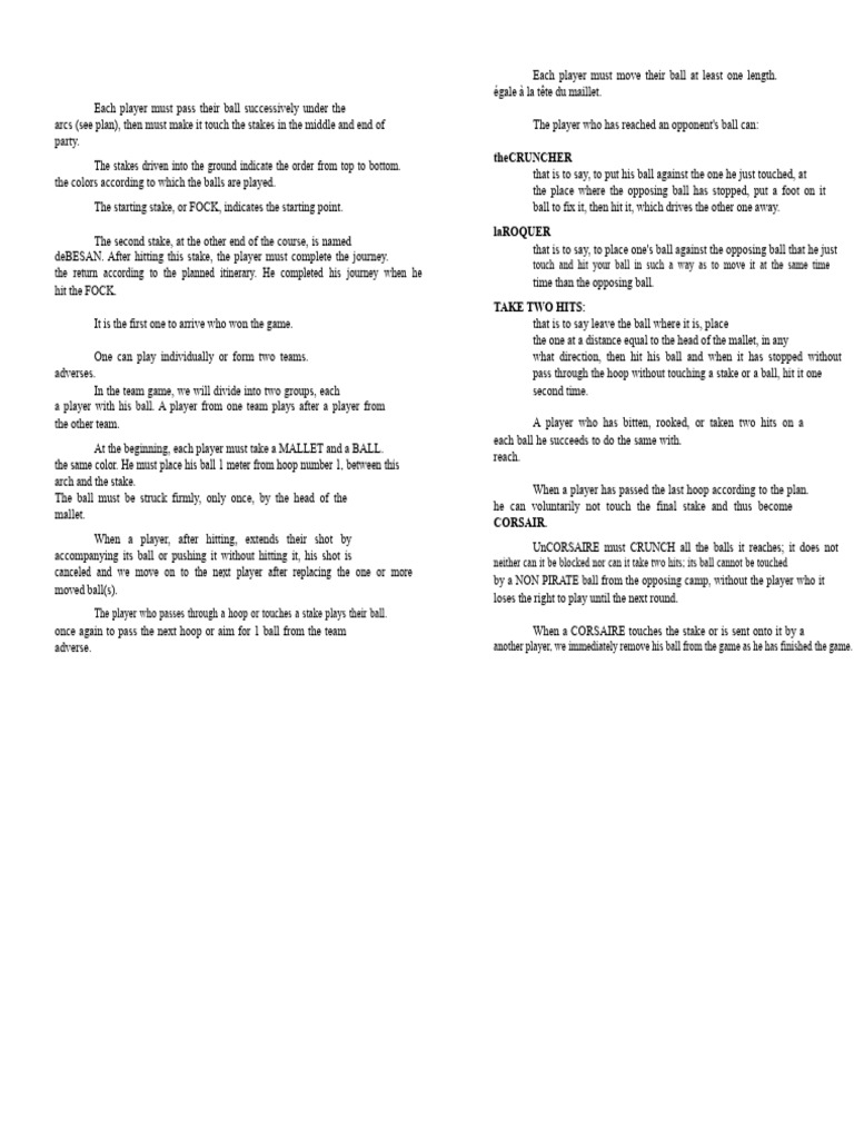 Complete Rules of the Game of Croquet | PDF | Individual Sports | Games ...
