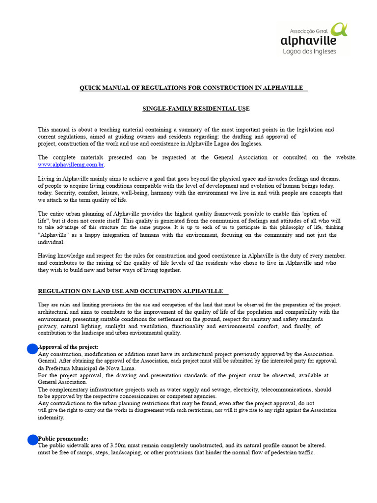 Alphaville Construction Regulations Guide | PDF