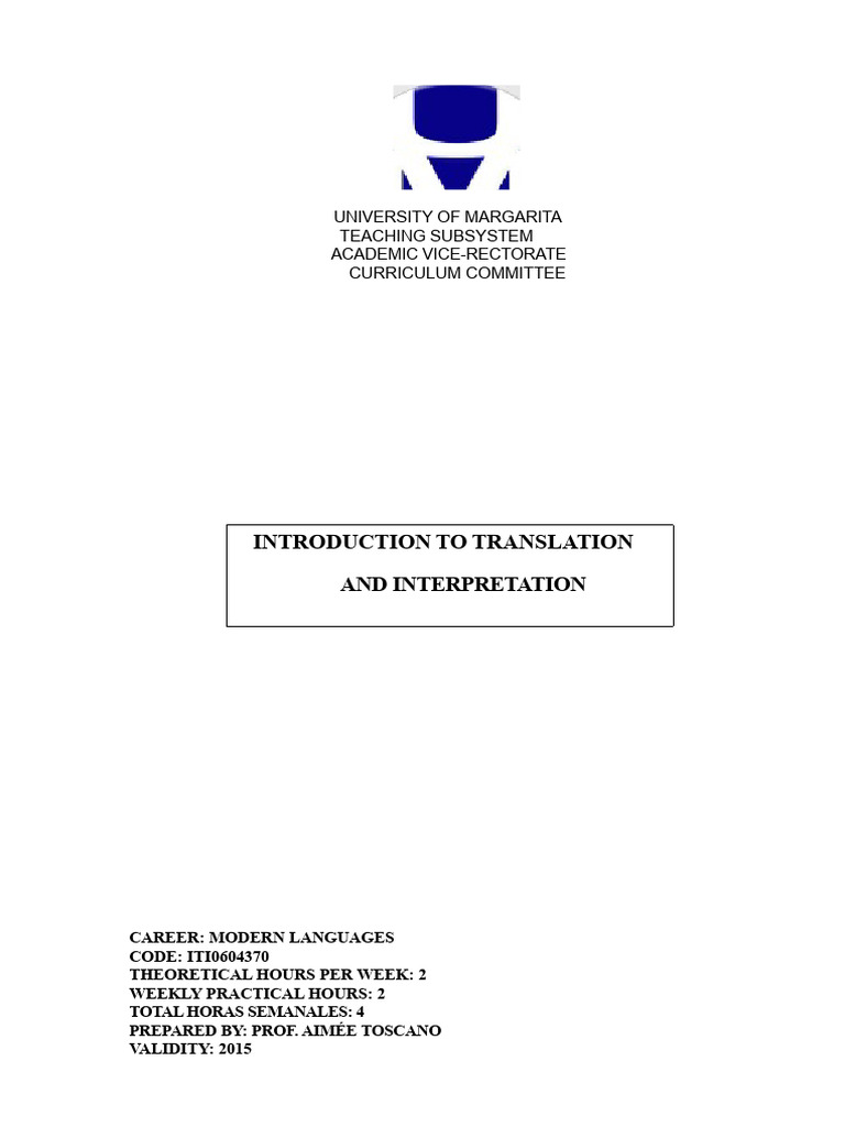 Introduction to Translation Course Outline | PDF | Translations ...