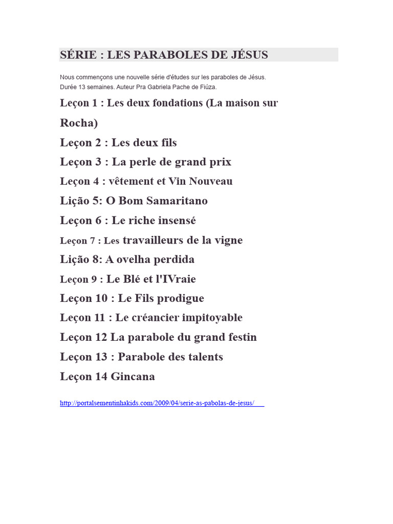 Études des paraboles de Jésus | PDF