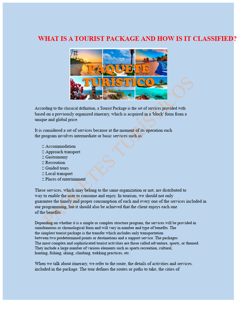 Understanding Tourist Packages and Types | PDF | Tourism | Travel Agency