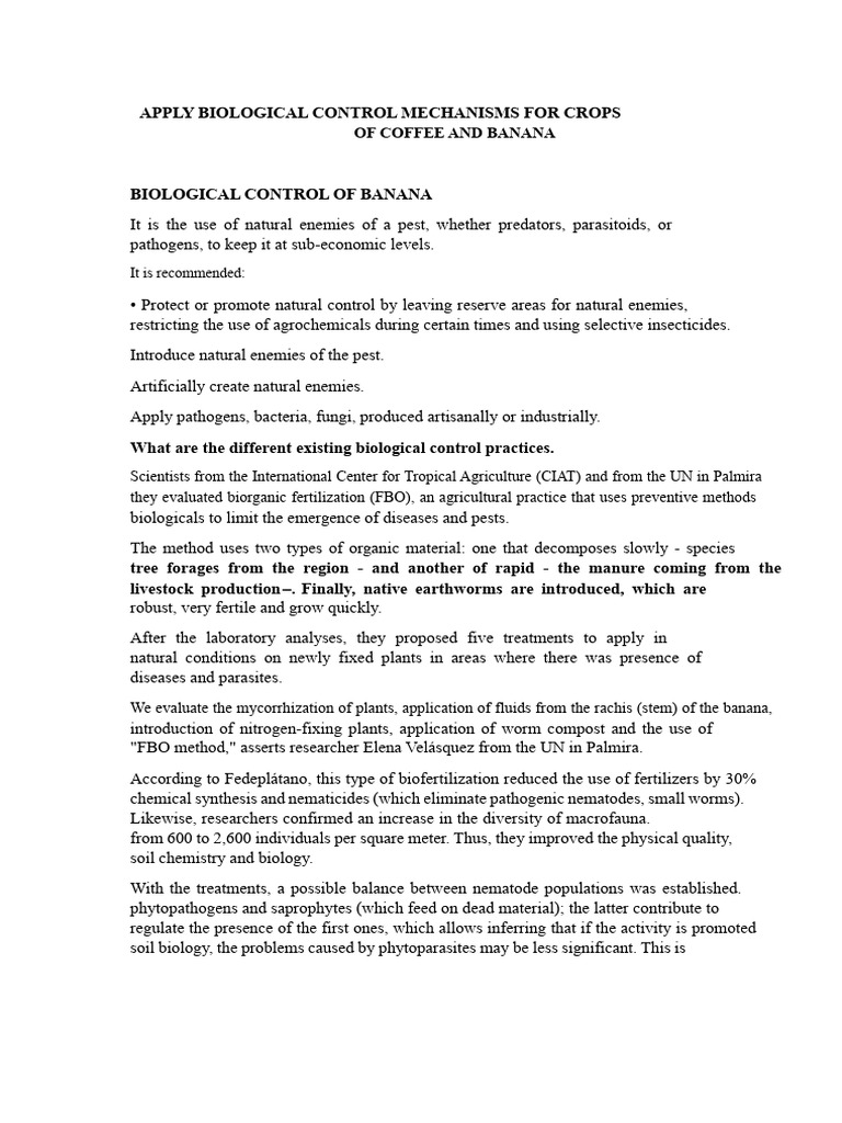 APPLYING BIOLOGICAL CONTROL MECHANISMS FOR COFFEE AND BANANA CROPS.docx ...