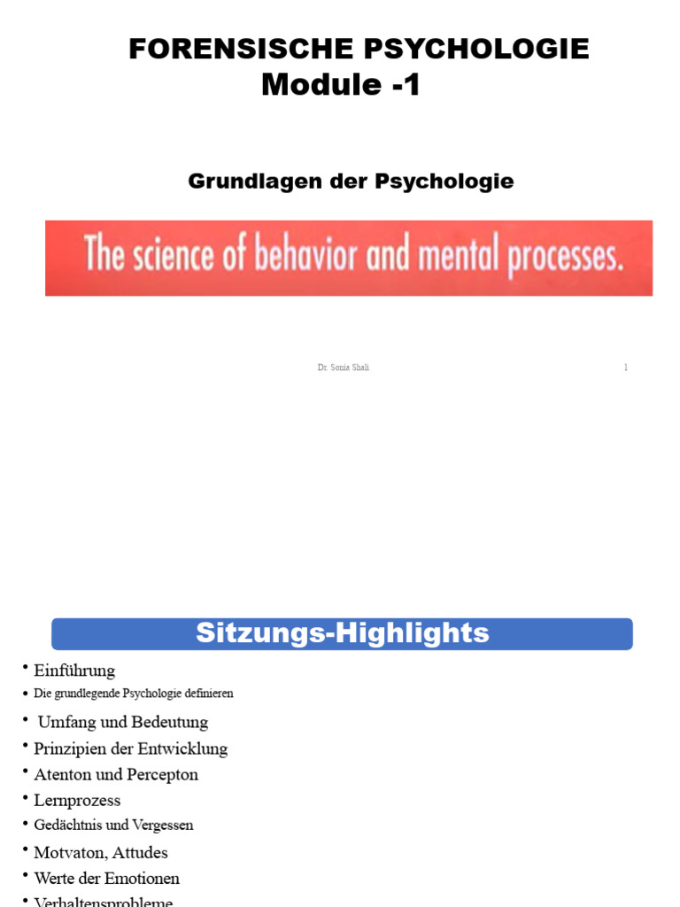 Modul 1 Grundlagen Der Psychologie-1 | PDF