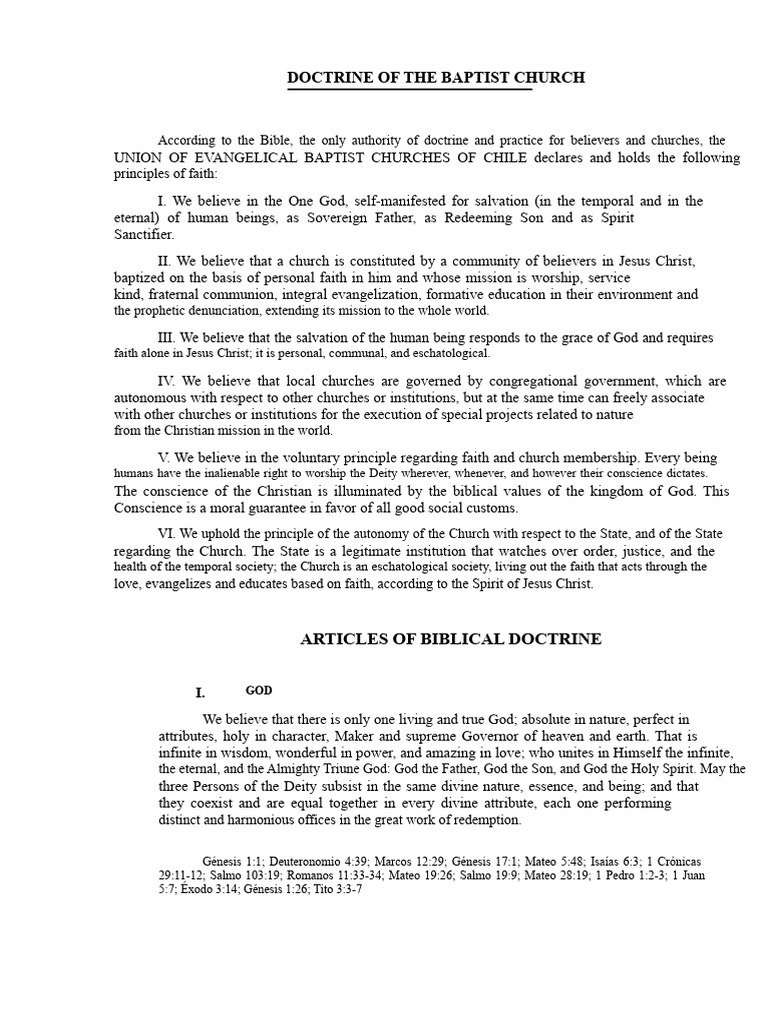 Doctrine of the Baptist Church | PDF | Grace In Christianity | Salvation