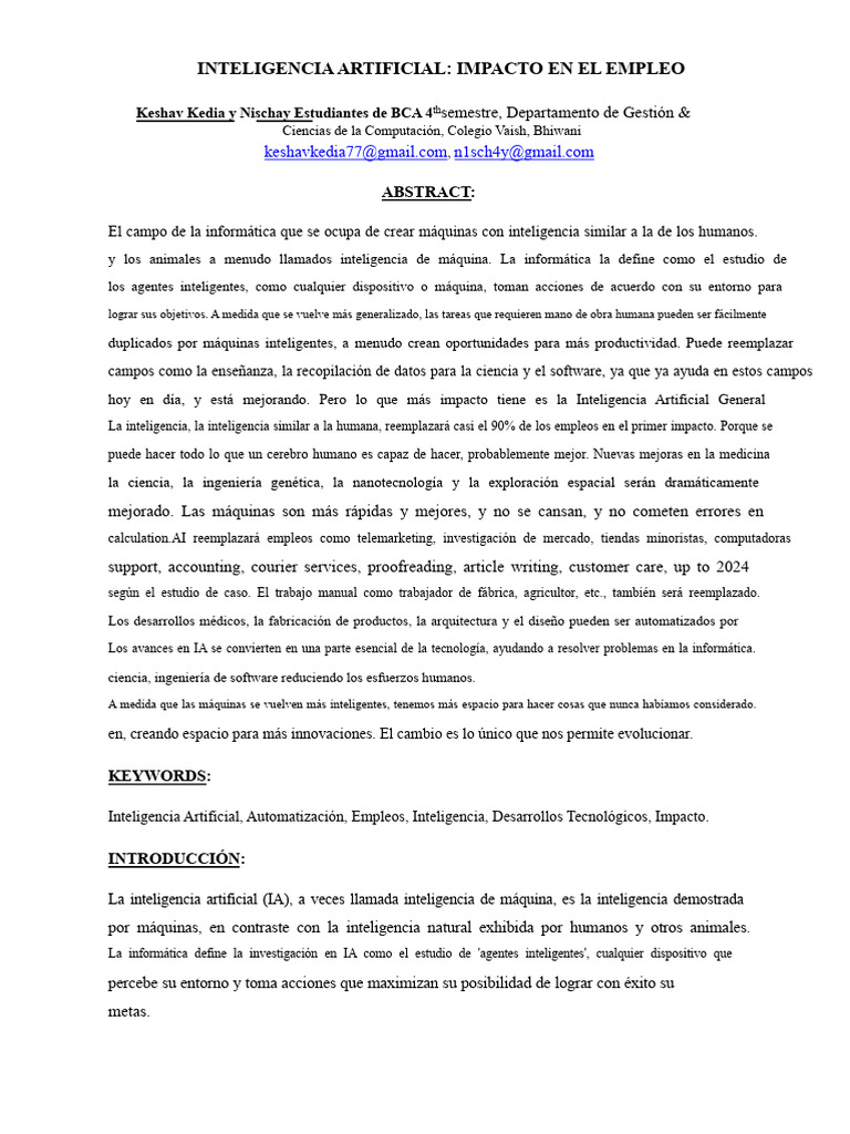 Impacto de la IA en el Empleo Futuro | PDF | Inteligencia artificial ...